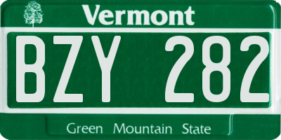 VT license plate BZY282