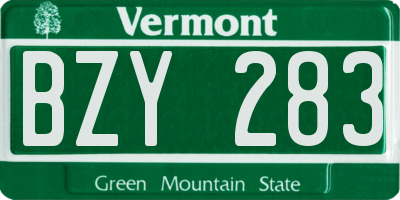 VT license plate BZY283