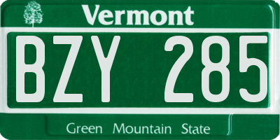 VT license plate BZY285