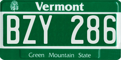 VT license plate BZY286