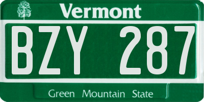 VT license plate BZY287