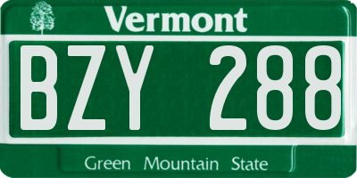 VT license plate BZY288