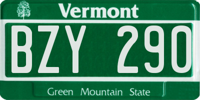 VT license plate BZY290