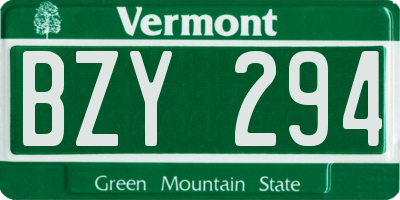 VT license plate BZY294