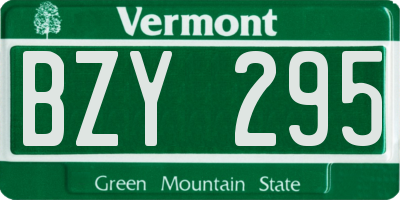 VT license plate BZY295