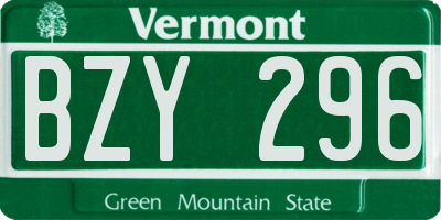 VT license plate BZY296