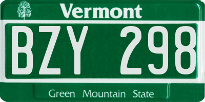 VT license plate BZY298