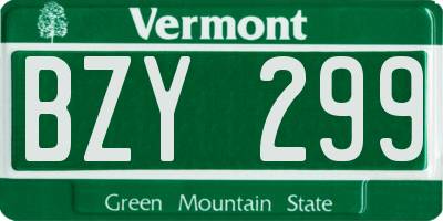 VT license plate BZY299