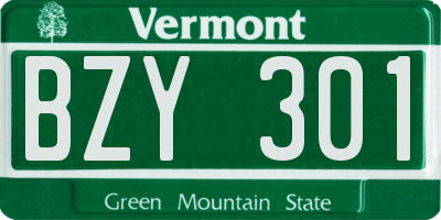 VT license plate BZY301