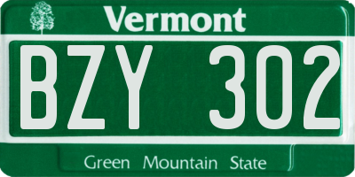 VT license plate BZY302