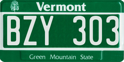 VT license plate BZY303