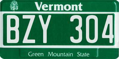VT license plate BZY304