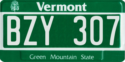 VT license plate BZY307