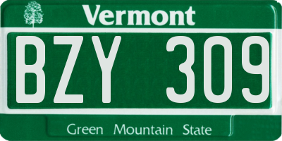VT license plate BZY309