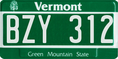 VT license plate BZY312