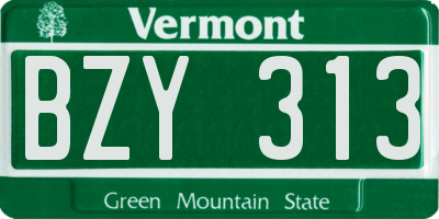 VT license plate BZY313