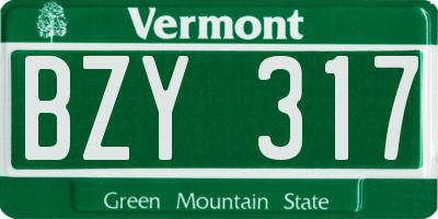 VT license plate BZY317