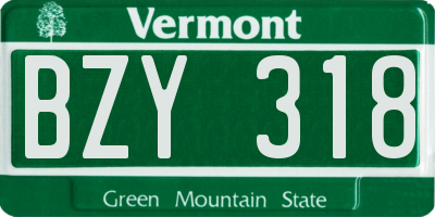 VT license plate BZY318