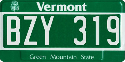 VT license plate BZY319