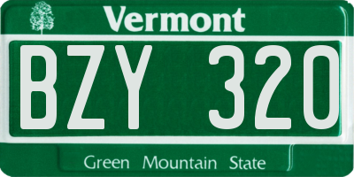 VT license plate BZY320