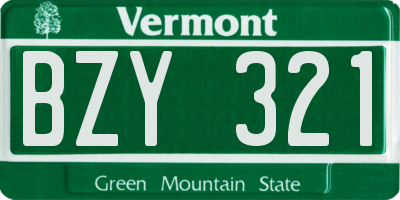 VT license plate BZY321