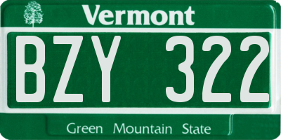 VT license plate BZY322