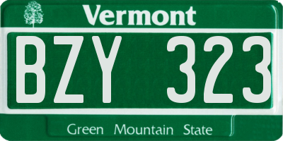 VT license plate BZY323