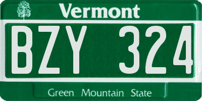 VT license plate BZY324