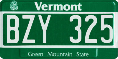 VT license plate BZY325