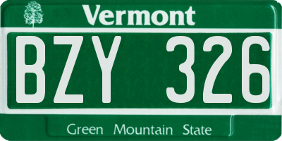 VT license plate BZY326