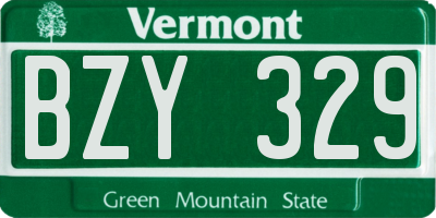 VT license plate BZY329