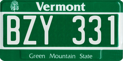 VT license plate BZY331
