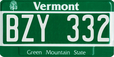 VT license plate BZY332