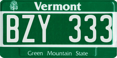 VT license plate BZY333