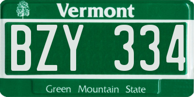 VT license plate BZY334