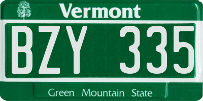 VT license plate BZY335