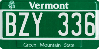 VT license plate BZY336