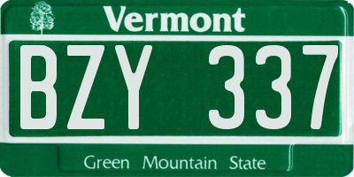 VT license plate BZY337