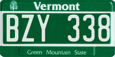 VT license plate BZY338