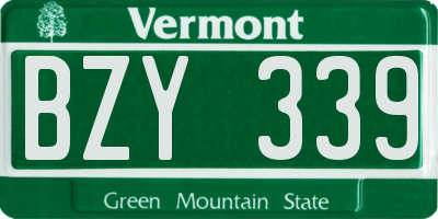 VT license plate BZY339