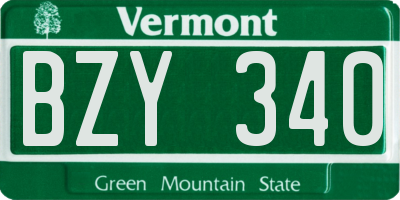 VT license plate BZY340