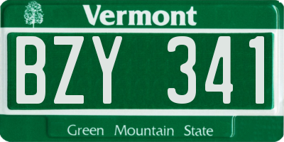 VT license plate BZY341