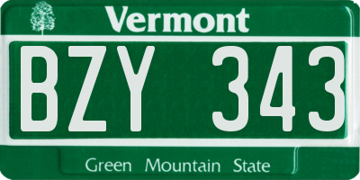 VT license plate BZY343