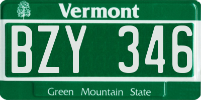 VT license plate BZY346
