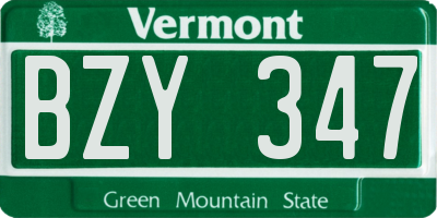 VT license plate BZY347