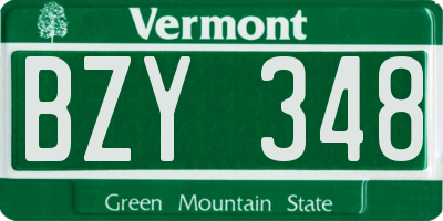 VT license plate BZY348