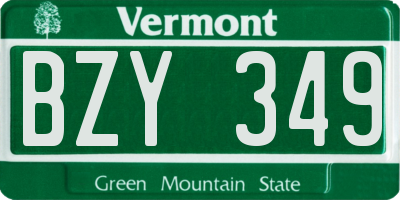 VT license plate BZY349