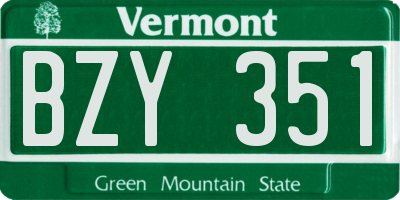 VT license plate BZY351