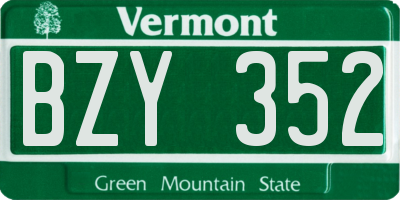 VT license plate BZY352