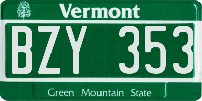 VT license plate BZY353